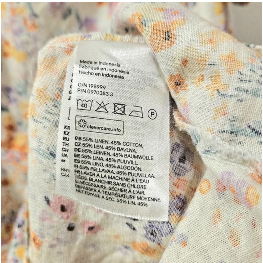 H&M - Flounce Trimmed Linen Floral Print Dress - Size XL - Picture 13 of 13